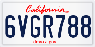 CA license plate 6VGR788