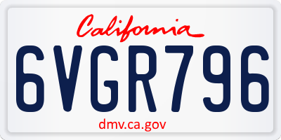CA license plate 6VGR796