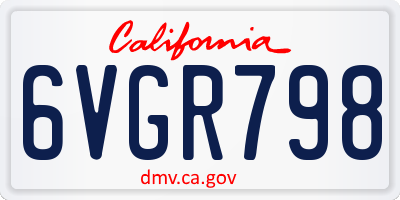 CA license plate 6VGR798