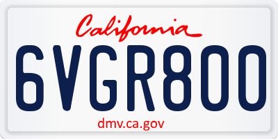 CA license plate 6VGR800