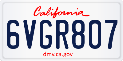 CA license plate 6VGR807