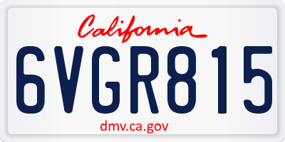CA license plate 6VGR815