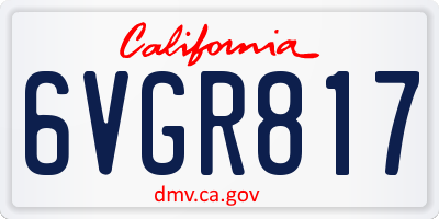 CA license plate 6VGR817