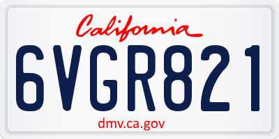 CA license plate 6VGR821