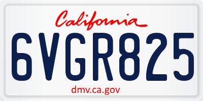 CA license plate 6VGR825