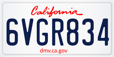 CA license plate 6VGR834