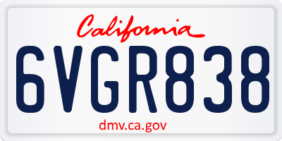 CA license plate 6VGR838