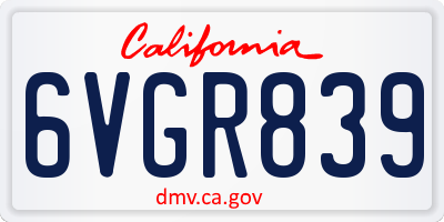 CA license plate 6VGR839