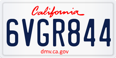 CA license plate 6VGR844