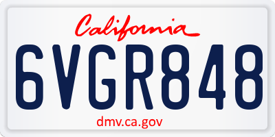 CA license plate 6VGR848