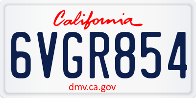 CA license plate 6VGR854