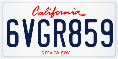 CA license plate 6VGR859