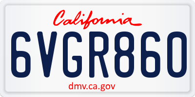 CA license plate 6VGR860