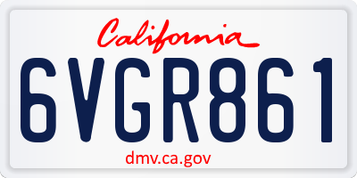 CA license plate 6VGR861