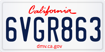 CA license plate 6VGR863