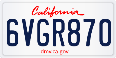 CA license plate 6VGR870