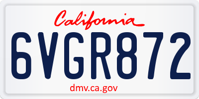 CA license plate 6VGR872