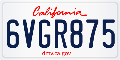 CA license plate 6VGR875