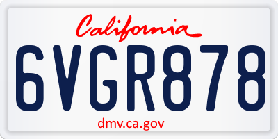 CA license plate 6VGR878