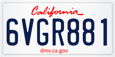CA license plate 6VGR881