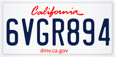 CA license plate 6VGR894