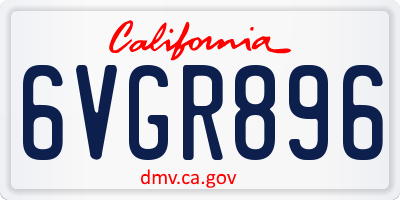 CA license plate 6VGR896