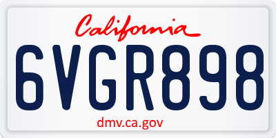 CA license plate 6VGR898