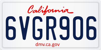 CA license plate 6VGR906