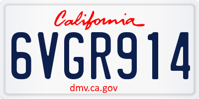 CA license plate 6VGR914