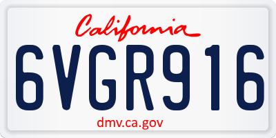 CA license plate 6VGR916