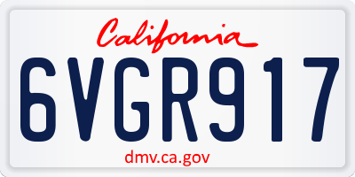 CA license plate 6VGR917