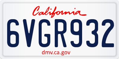 CA license plate 6VGR932