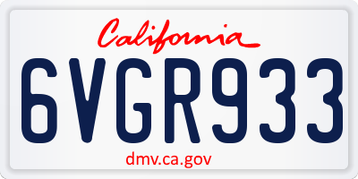 CA license plate 6VGR933