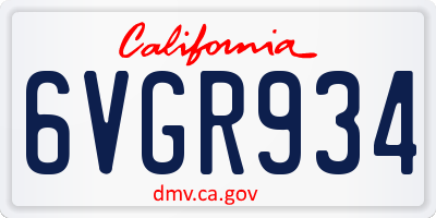 CA license plate 6VGR934