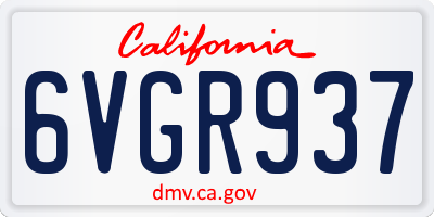 CA license plate 6VGR937
