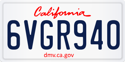 CA license plate 6VGR940