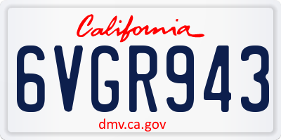 CA license plate 6VGR943