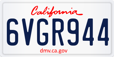 CA license plate 6VGR944