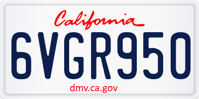 CA license plate 6VGR950