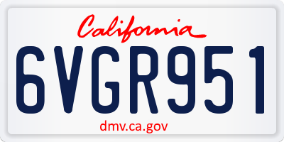 CA license plate 6VGR951