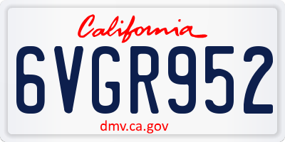 CA license plate 6VGR952