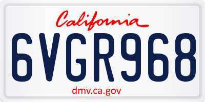 CA license plate 6VGR968