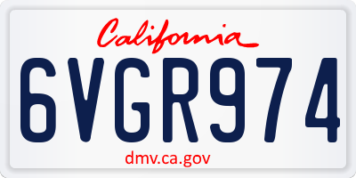 CA license plate 6VGR974