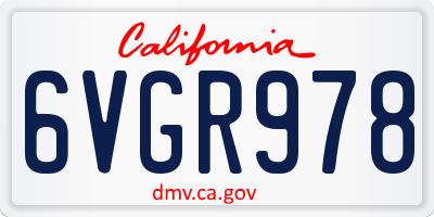 CA license plate 6VGR978