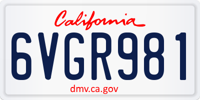 CA license plate 6VGR981