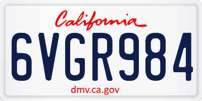 CA license plate 6VGR984