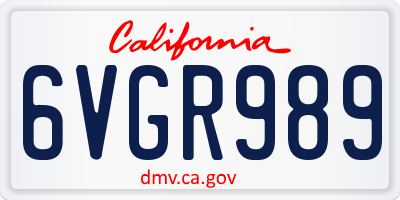 CA license plate 6VGR989