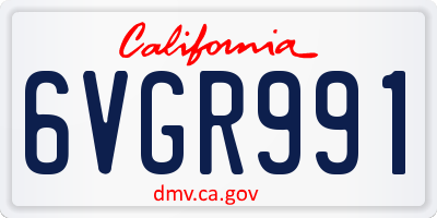CA license plate 6VGR991
