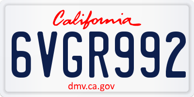 CA license plate 6VGR992