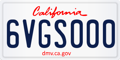CA license plate 6VGS000